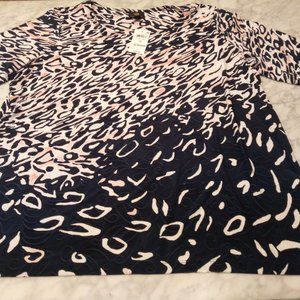 JM Collection Top  Size 1X JACQUARD PRINT